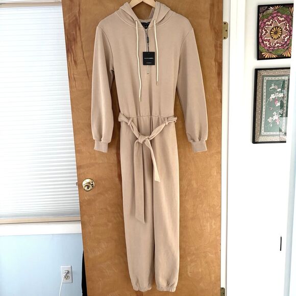 NWT JLUXLABEL Ivory Beige 100% Cotton Fleece Journey Jumpsuit Size Small - Picture 5 of 12